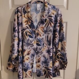 MarlaWynne Floral Blouse in Blue and Yellow